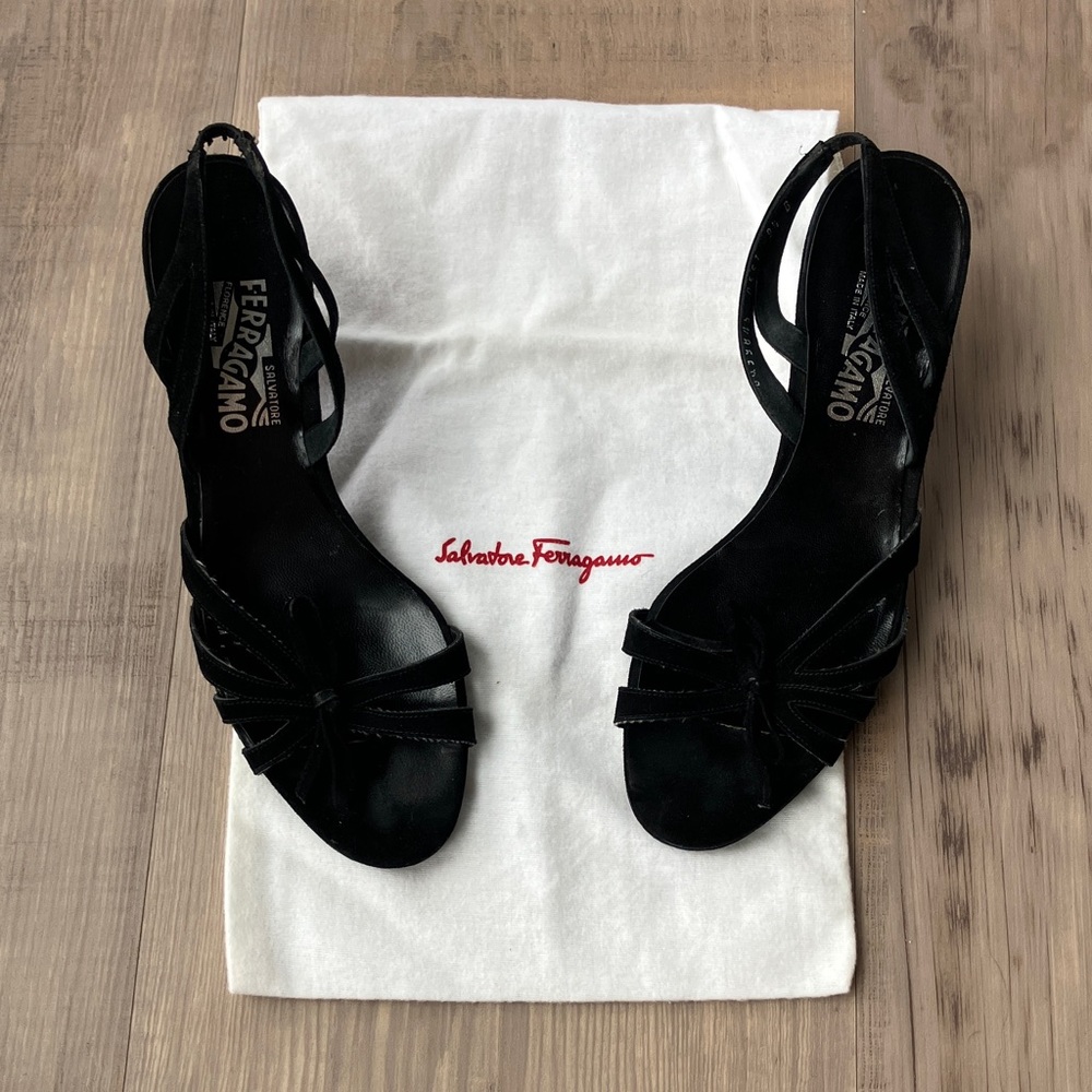 Salvatore Ferragamo Black Strappy Heels